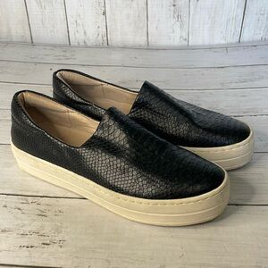 J Slides Black Reptile Platform Slip On Sneaker Loafer